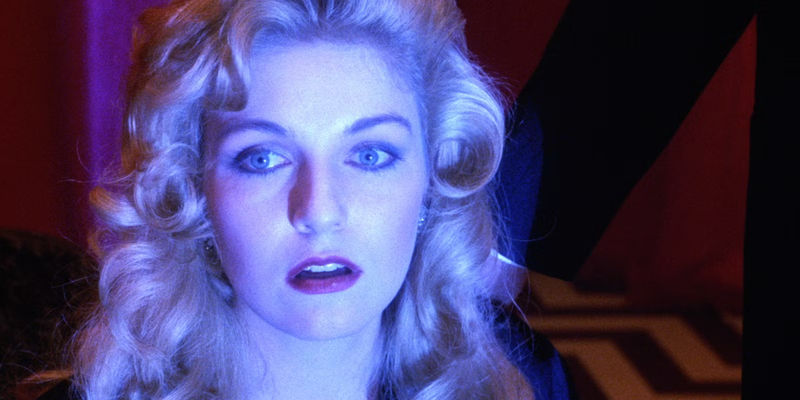 Laura Palmer (Sheryl Lee) looking perturbed at something she's seen in Twin Peaks: Fire Walk With Me