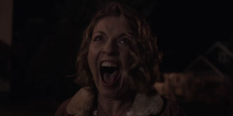 Laura Palmer (Sheryl Lee) screaming at something off-camera in Twin Peaks The Return