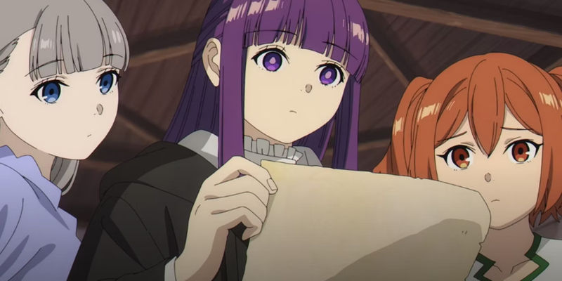 Fern, Lawine, and Kanne look at a letter