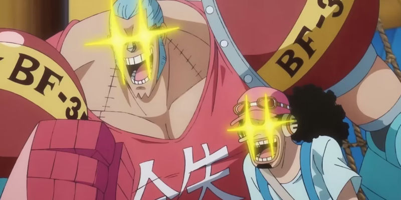 Franky and Usopp are excited in One Piece
