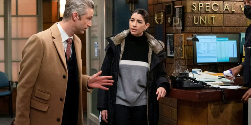 Kat (Jamie Gray Hyder) in the SVU building in Law & Order SVU