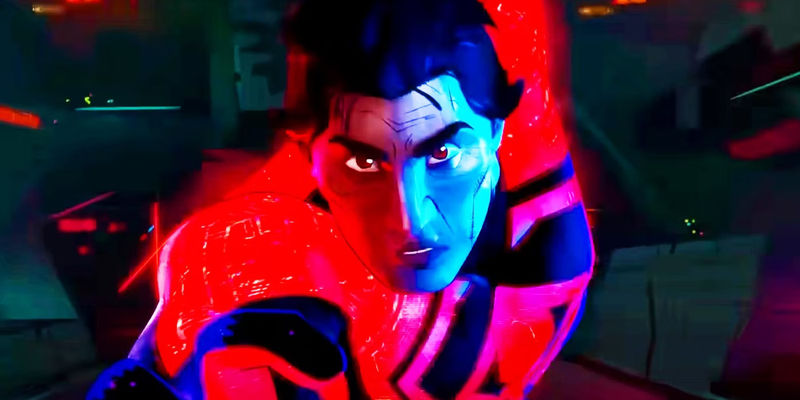 Spider-Man 2099 attacking in the Spider-Verse franchise