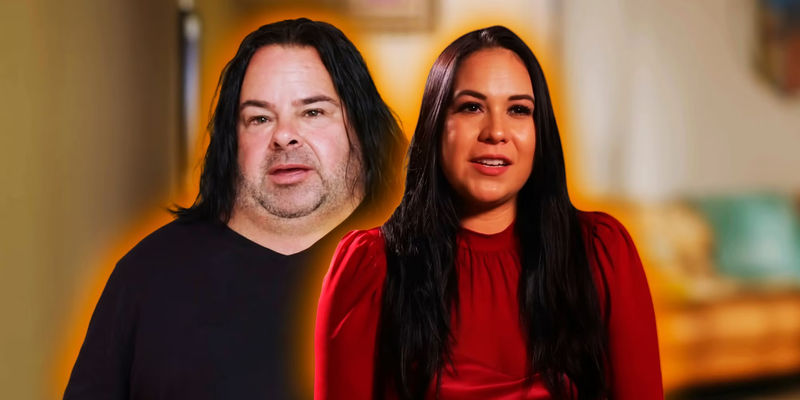 Big Ed and Liz Woods from 90 Day Fiance, with an orange glow around them