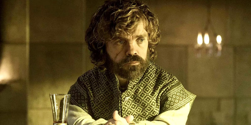 Peter Dinklage as Tyrion Lannister looking sad in Game of Thrones.