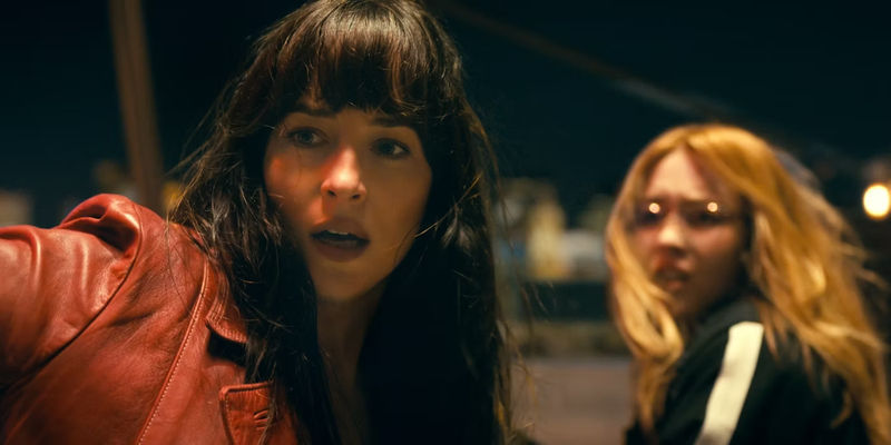 Cassie and Julia look on in horror in Madame Web