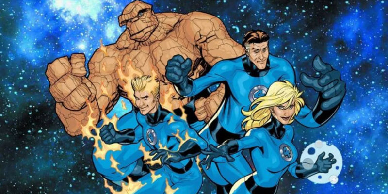 An image of the Fantastic Four in space in the comics