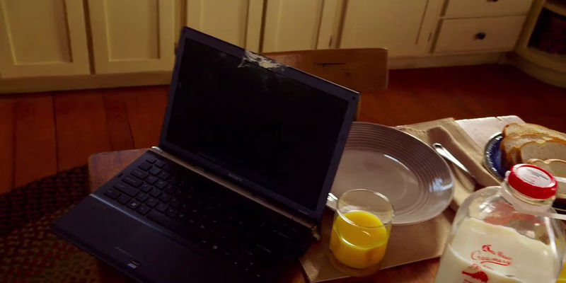 The Visit Becca's laptop camera covered with dough