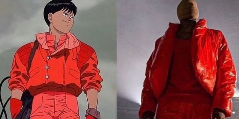 Kanye West wearing red clothes inspired from Akira's Kuwata