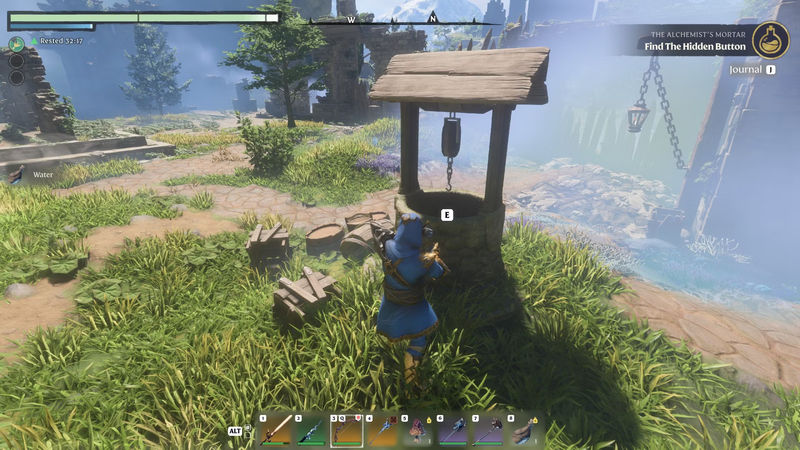 Grabbing some water from a well in Enshrouded