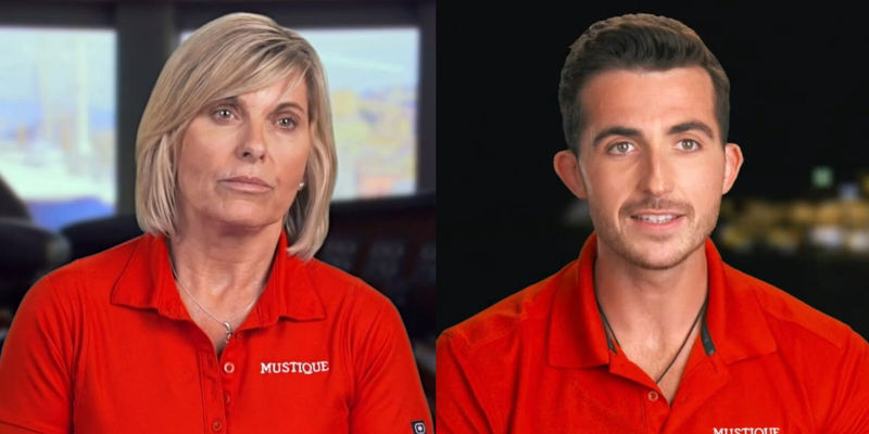 Captain Sandy Yawn and Max Salvador from Below Deck Mediterranean Season 8 during private interviews
