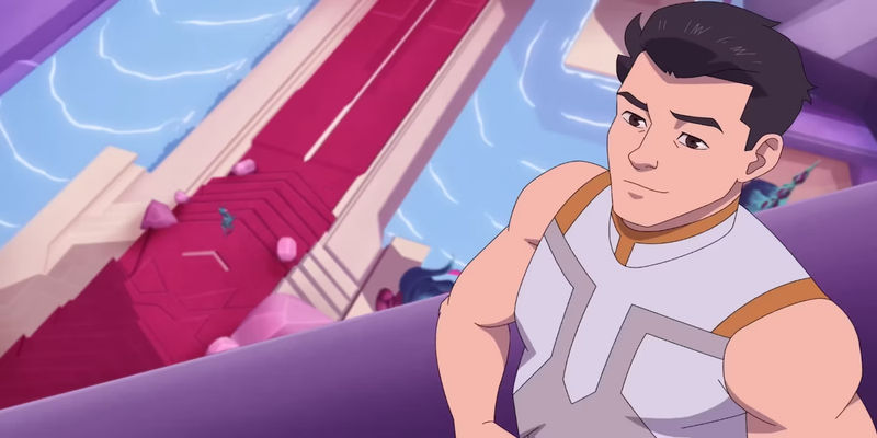 Mark Grayson smiling on the planet Thraxa in Invincible