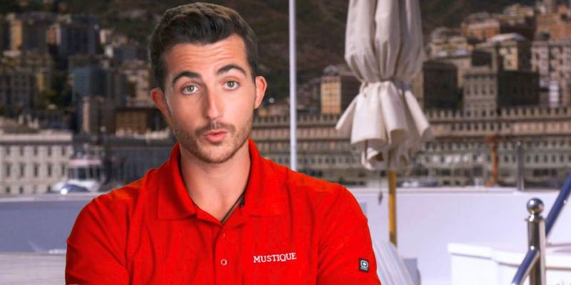 Max Salvador from Below Deck Med season 8 in red work shirt