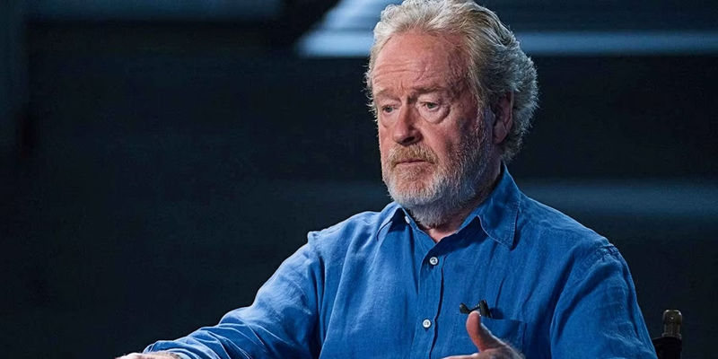 Ridley Scott speaking on stage