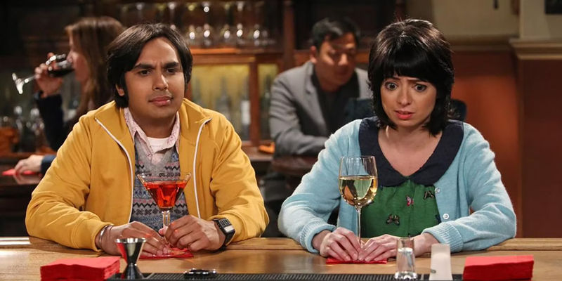 Raj And Lucy making faces on the big bang theory