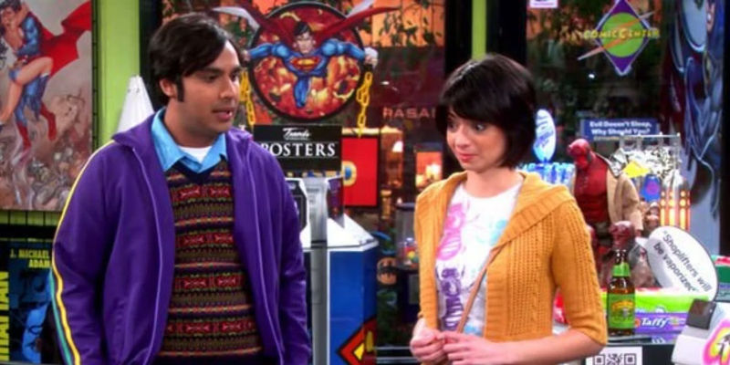 Raj and lucy meet at the comic book store on the big bang theory