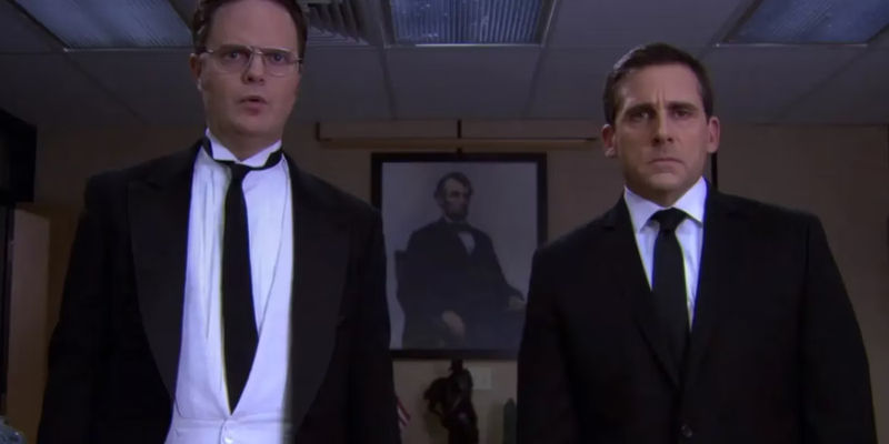 Dwight and Michael in Threat Level Midnight from The Office