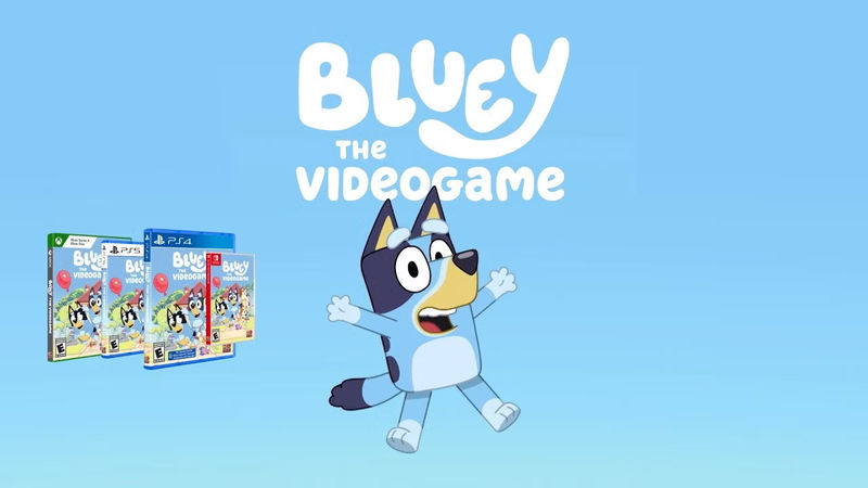 blue image showing bluey and platforms for video game