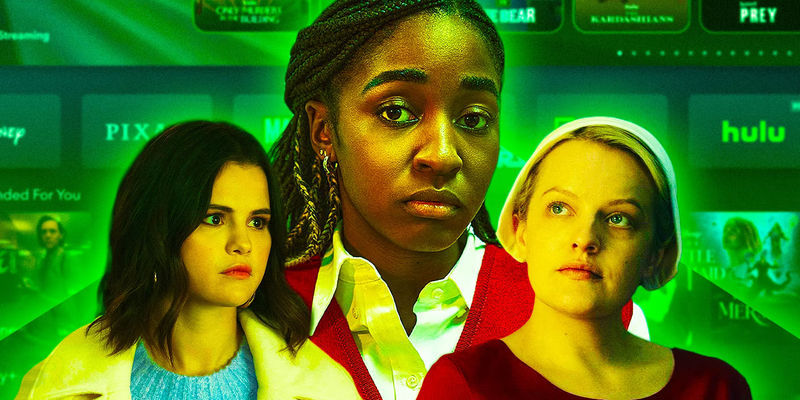 Mabel from Only Murders in the Building, Sydney from The Bear, and Offred in The Handmaid's Tale on Hulu