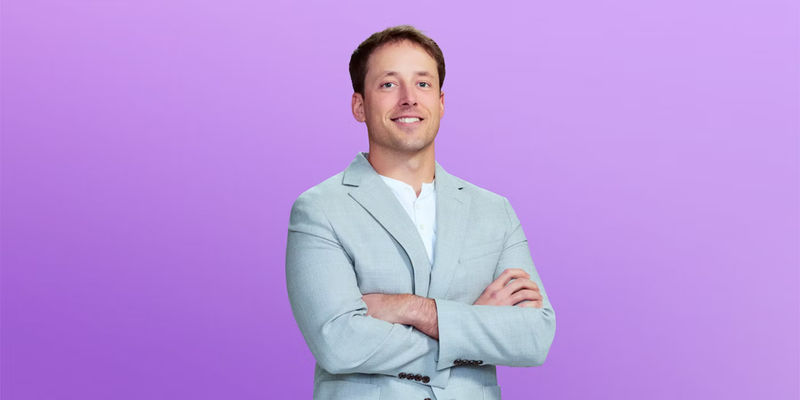 Jeramey Love Is Blind Season 6 in grey suit jacket for promo pic