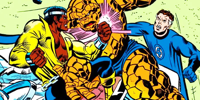 Luke Cage with the Fantastic Four in Marvel Comics