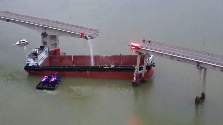 Unfortunate Incident: Cargo Ship Collision Causes Bridge Disaster in Southern China