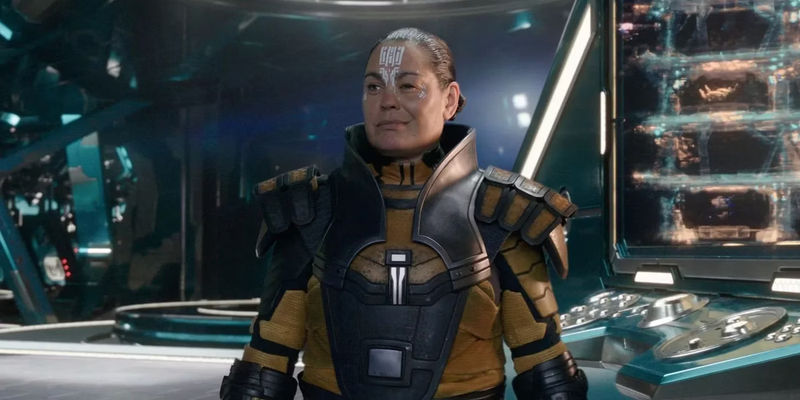 Rachel House smirking in Thor Ragnarok