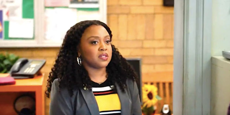 Quinta Brunson's Janine looking worried in Abbott Elementary season 3 episode 4