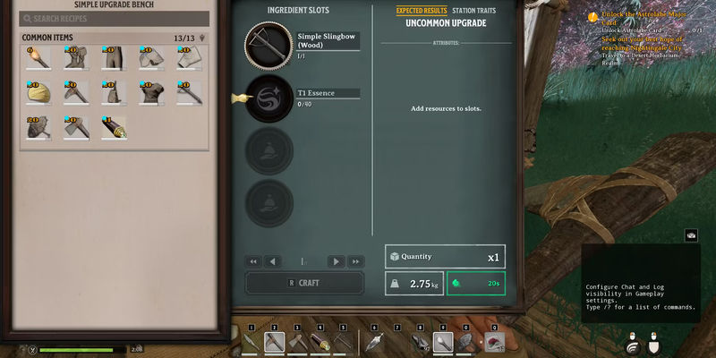 Interact with the object, and a menu will come up that allows players to choose the gear item they want to improve