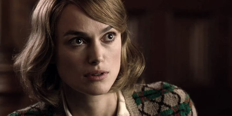 Keira Knightley looking shocked in The Imitation Game