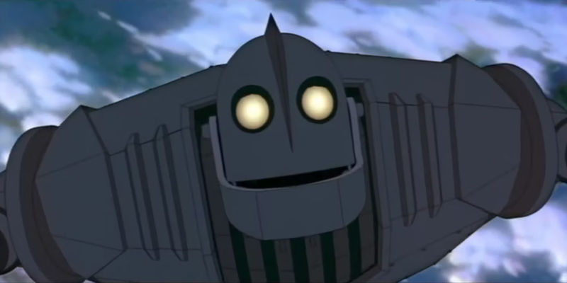 The Iron Giant smiling and flying - Director: Brad Bird
