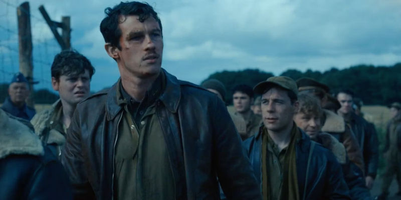 Callum Turner as Major John Egan entering Stalag Luft III in Masters of the Air