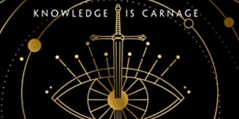 A sword going through an eye on the cover of The Atlas Six.