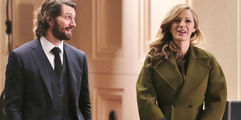 Adaline (Blake Lively) and Ellis walk through a large hallway in The Age of Adaline