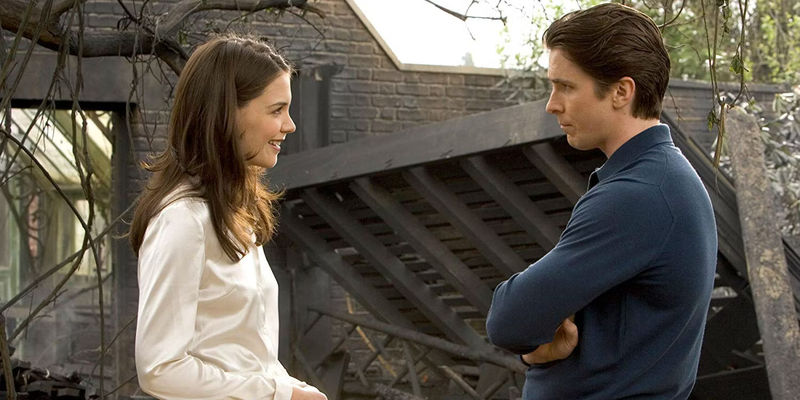 Katie Holmes and Christian Bale in Batman Begins