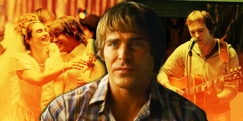 Custom image of Kevin and Pam at their wedding and Zac Efron as Kevin in the center in The Iron Claw