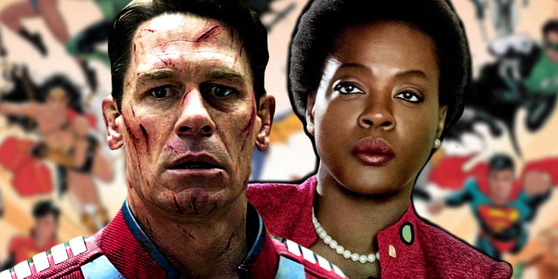 John Cena's Peacemaker and Viola Davis' Amanda Wallers with DC Comics Characters