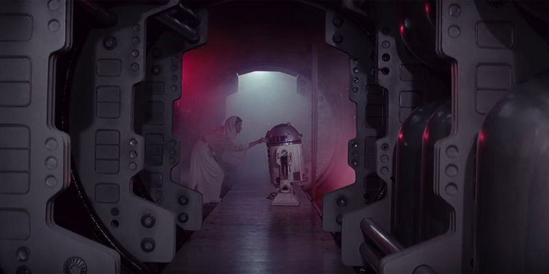 Leia giving R2D2 the Death Star Plans in Star Wars