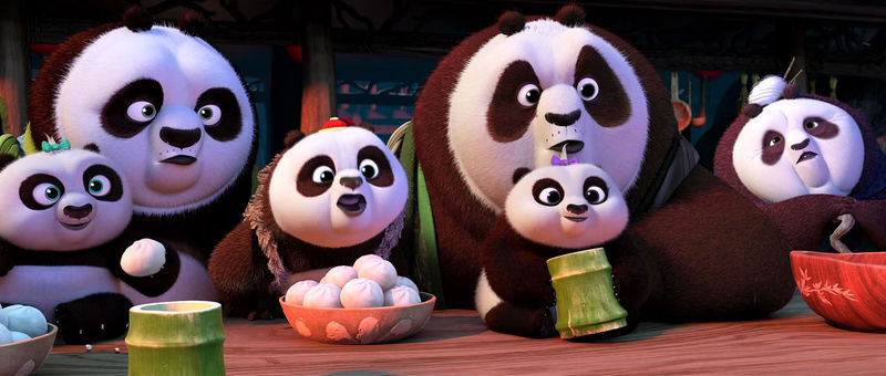 Pandas at the dinner table in Kung Fu Panda 3