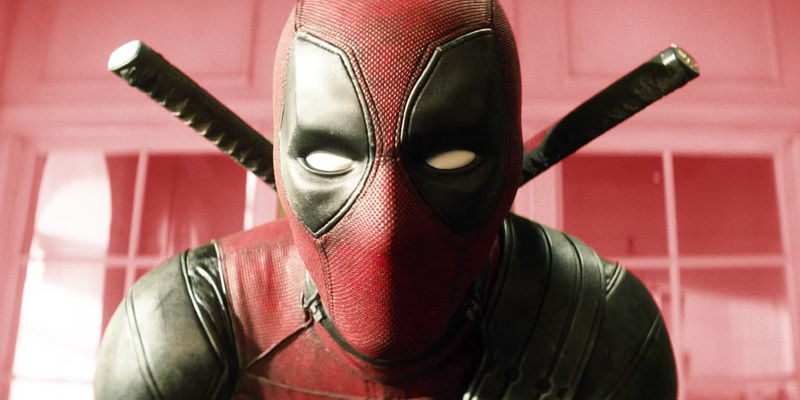 Deadpool (Ryan Reynolds) looking straight at the camera in Deadpool 2