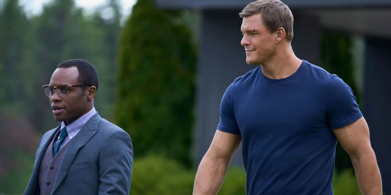 Reacher and Finlay walking together in Reacher season 1