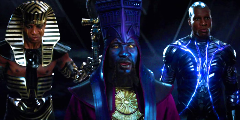 Three leaders of the Council of Kangs in Ant-Man and the Wasp Quantumania - Rama-Tut, Immortus, and the Centurion
