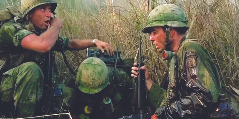 The opening battle scene in Hamburger Hill