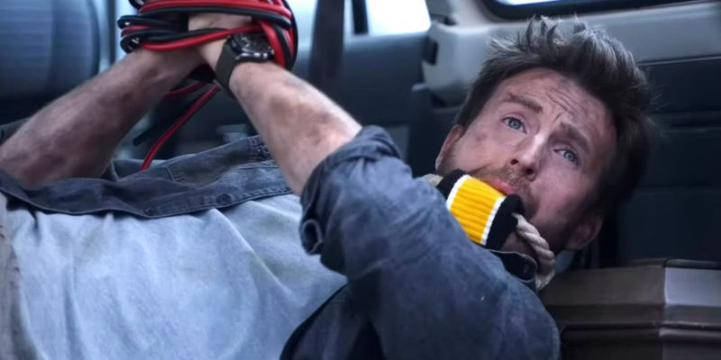 Chris Evans tied up in Ghosted