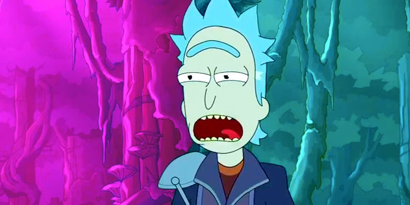 Rick Prime with his mouth open in Rick and Morty