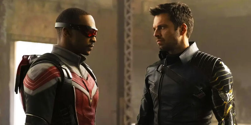 Sam Wilson and Bucky Barnes speaking to each other in The Falcon and the Winter Soldier