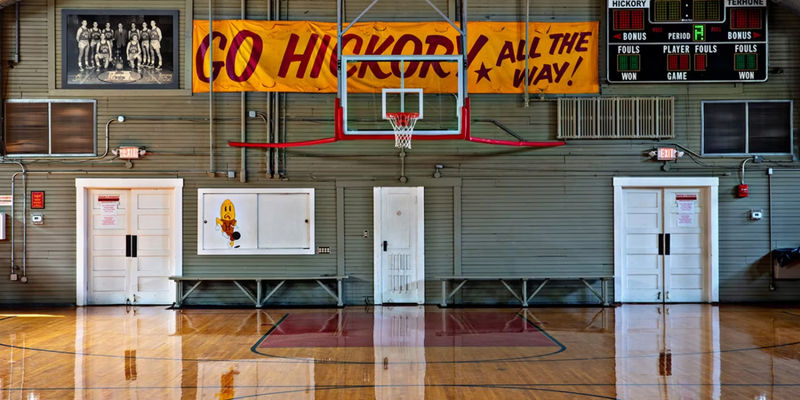The Hickory basketball court in Hoosiers
