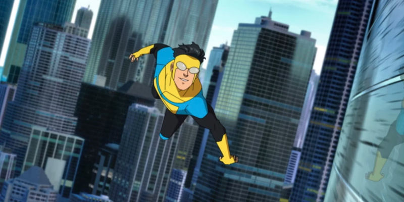 Mark flying in his Invincible costume in Invincible.