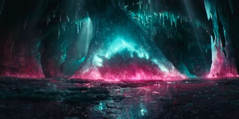 Godzilla powers up in a crystalline cocoon in Godzilla x Kong: The New Empire