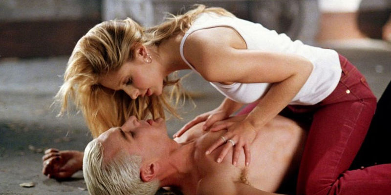 Buffy Is On Top of Spike in Buffy the Vampire Slayer