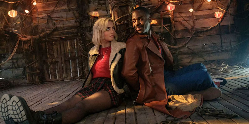 The Fifteenth Doctor and Ruby are tied up on the Goblin ship in Doctor Who.